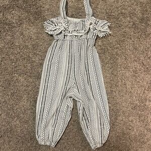 Bonnie Baby Black and White Striped Jumpsuit